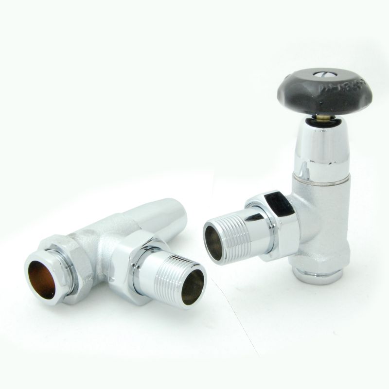 Plumbers Choice Black and Brass Angled 3/4 inch Old School Radiator Valve Chrome