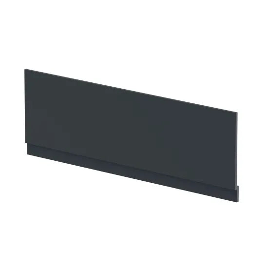 Nuie 1700mm Soft Black MDF Matt Straight Front Bath Panel With Plinth