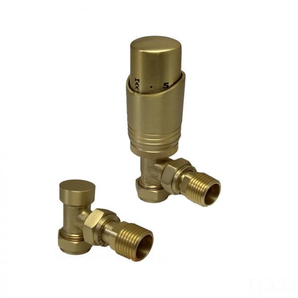 Kartell K-Design Angled Twin Valve Pack TRV Brushed Brass