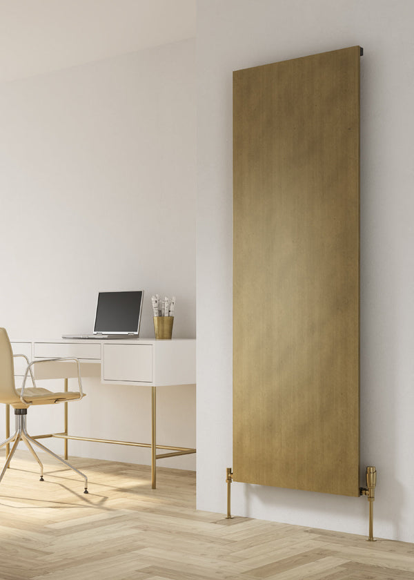 Reina Brenta Brushed Brass Vertical Aluminium Radiator Central Heating