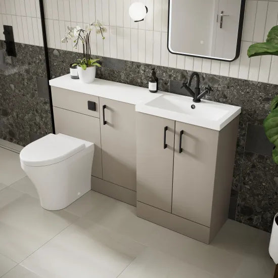 Hudson Reed Fusion 1500mm Right-Hand 2 Door Pebble Grey Floor Standing Combination Unit With Basin