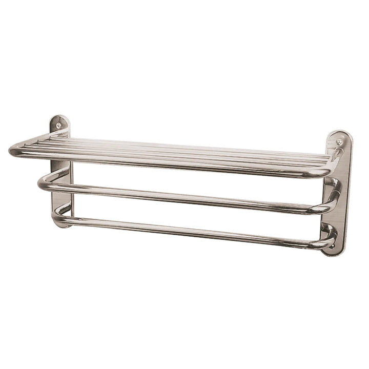 BC Designs Victrion Three Tier Brass Towel Rack Horizontal 260mm H x 612Mmm W Brushed Nickel