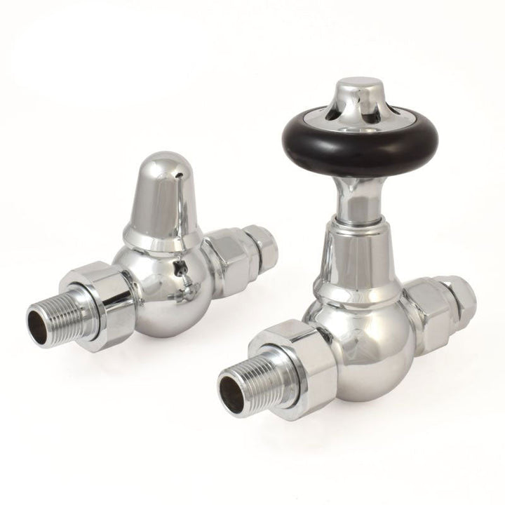 Plumbers Choice Commodore Angled Brass Traditional Manual Radiator Valve Chrome