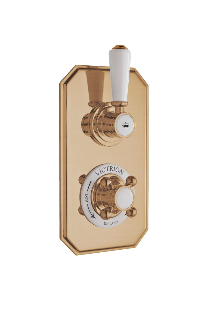 BC Designs Victrion 1-Way Brass Twin Concealed Shower Valve 230mm H x 120mm W Brushed Copper