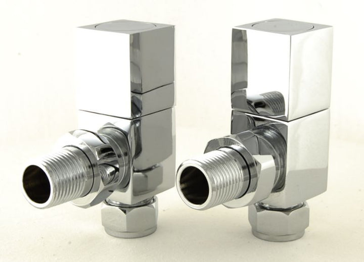 Plumbers Choice Cubex Corner Brass Square Radiator Valve Chrome
