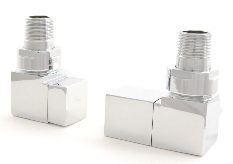 Plumbers Choice Cubex Corner Brass Square Radiator Valve Chrome