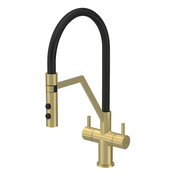 Nuie Ravi Mono Dual Lever Brushed Brass