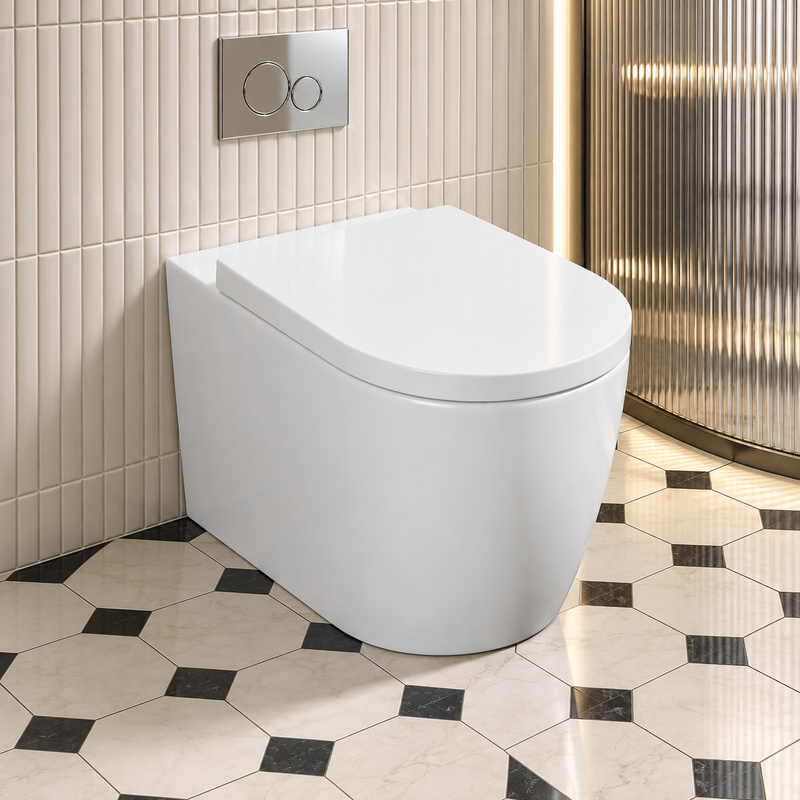 Kartell Genoa Round back to wall WC Pan With Premium Soft Close Seat, White
