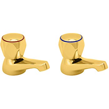 Methven Deva Gold Brass Profile Basin Taps (Pair)