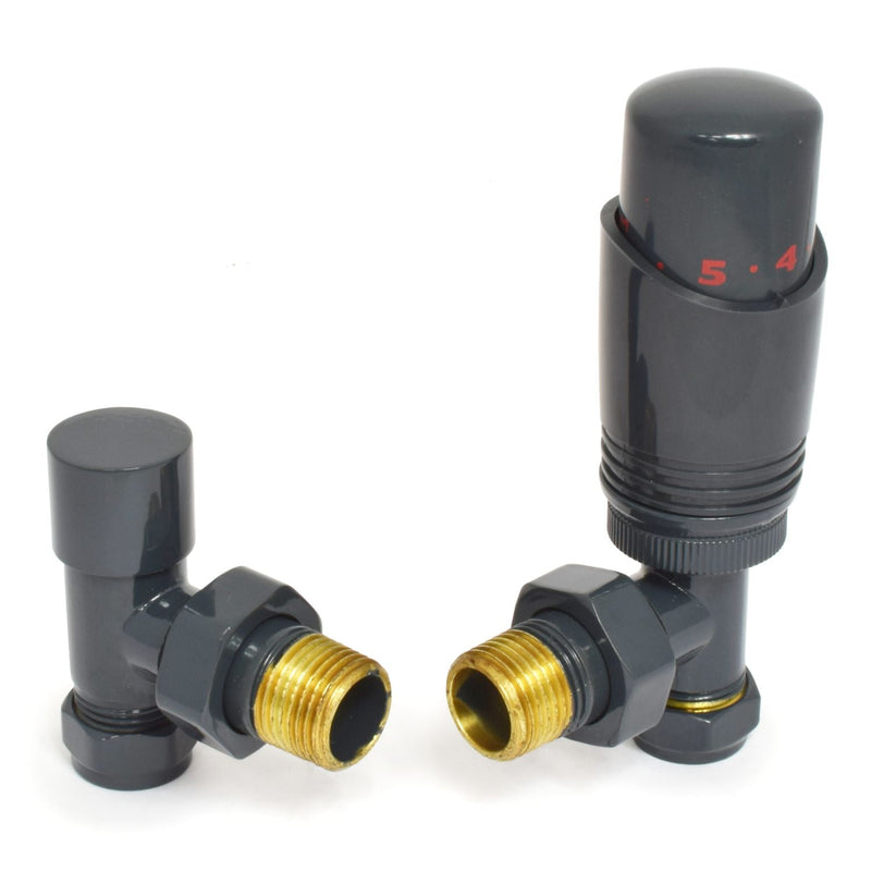 Plumbers Choice Delta Angled TRV Anthracite Thermostatic Radiator Valve