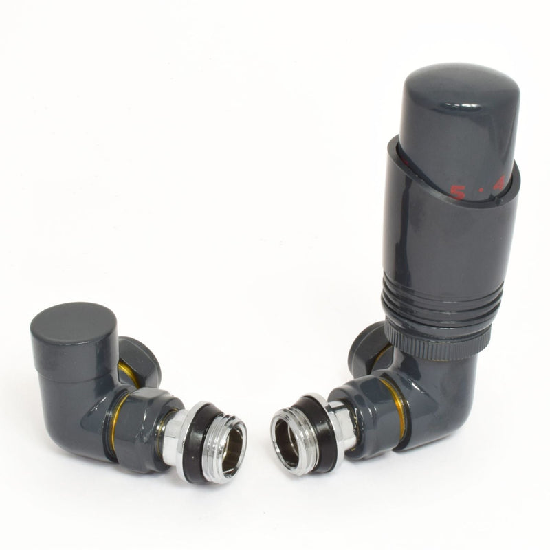 Plumbers Choice Delta Corner TRV Anthracite Thermostatic Radiator Valve