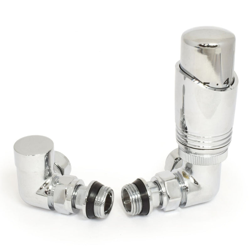 Plumbers Choice Delta Corner TRV Chrome Thermostatic Radiator Valve
