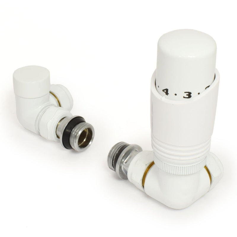 Plumbers Choice Delta Corner TRV White Thermostatic Radiator Valve
