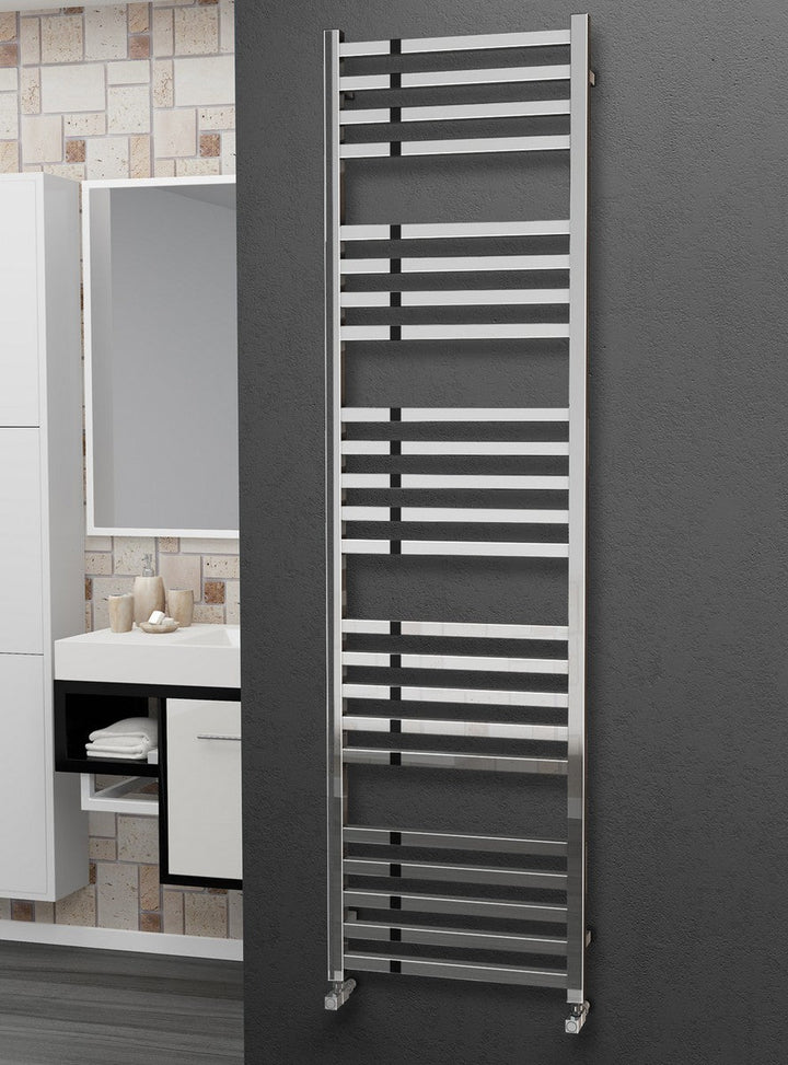 Eastgate Square Tube Polished Stainless Steel Heated Towel Rails