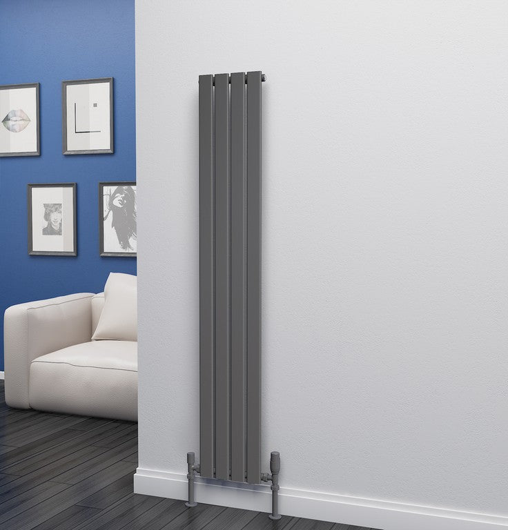 Eastgate Eben Steel Anthracite Single/Double Panel Flat Tube Vertical Designer Radiators - Central Heating