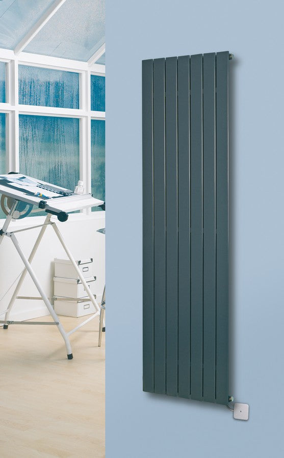 Eucotherm Mars Electro Anthracite Single Flat Panel Vertical Electric Radiator