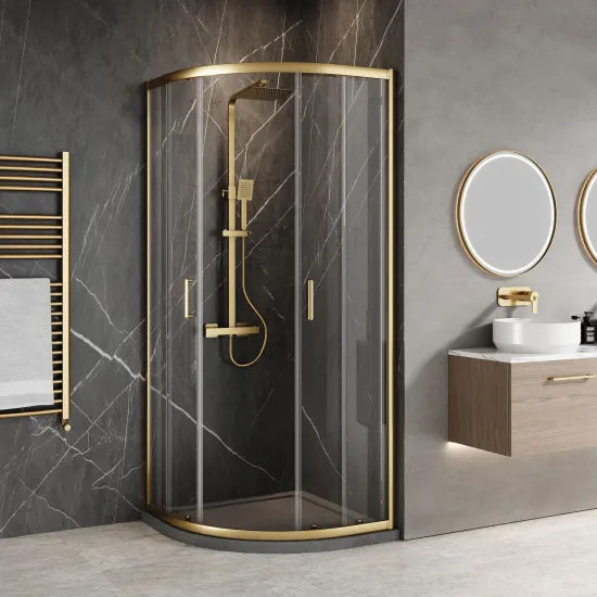 Nuie Ensky 800mm Brushed Brass Quadrant Shower Enclosure