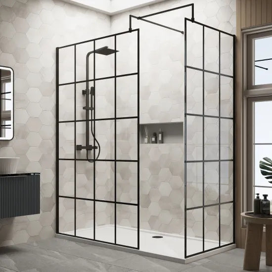 Nuie 1200mm Framed Walk-In Wetroom Screen Set With Tray