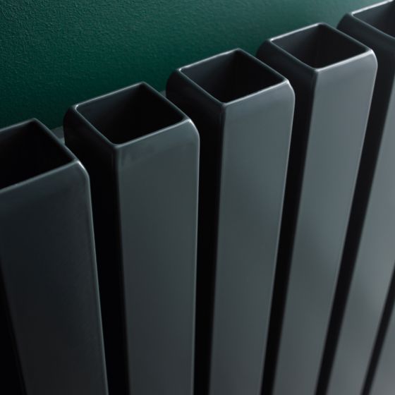 Eucotherm Vulkan Anthracite Square Tube Single Panel Vertical Designer Radiator