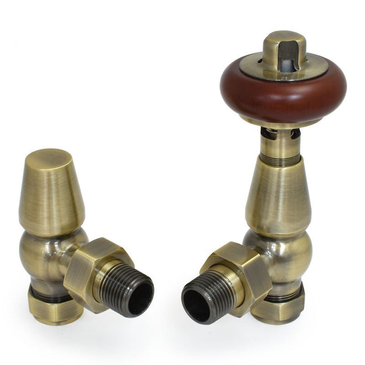 Plumbers Choice Faringdon Angled Brass Traditional Thermostatic Radiator Valve Chrome