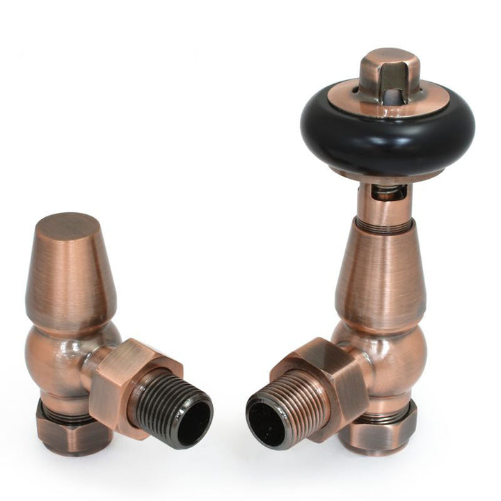 Plumbers Choice Faringdon Angled Brass Traditional Thermostatic Radiator Valve Chrome