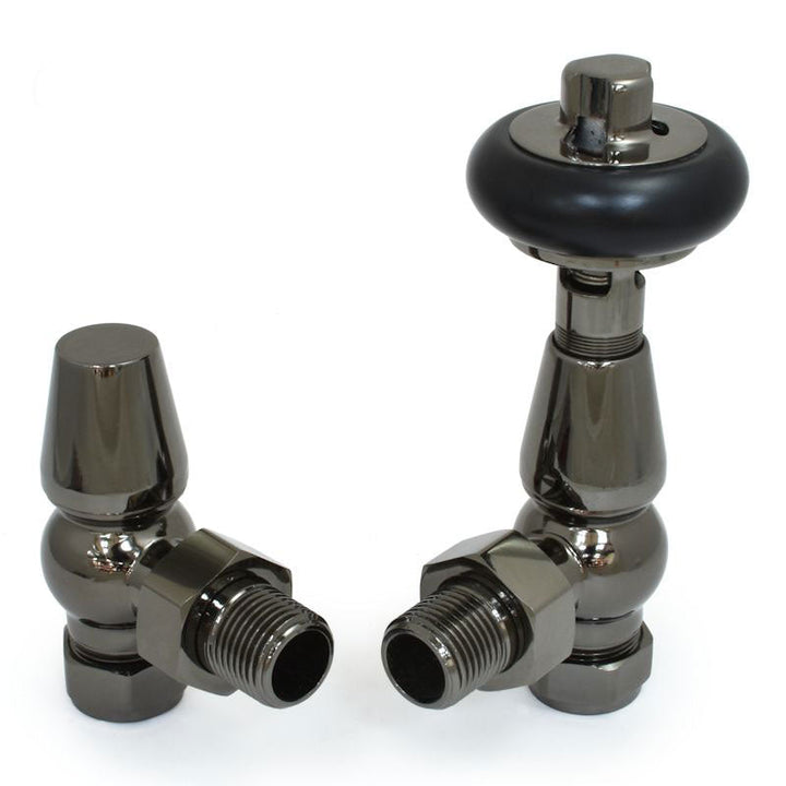 Plumbers Choice Faringdon Angled Brass Traditional Thermostatic Radiator Valve Chrome