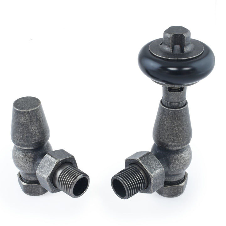 Plumbers Choice Faringdon Traditional Thermostatic Radiator Valve - Pewter (Angled TRV)