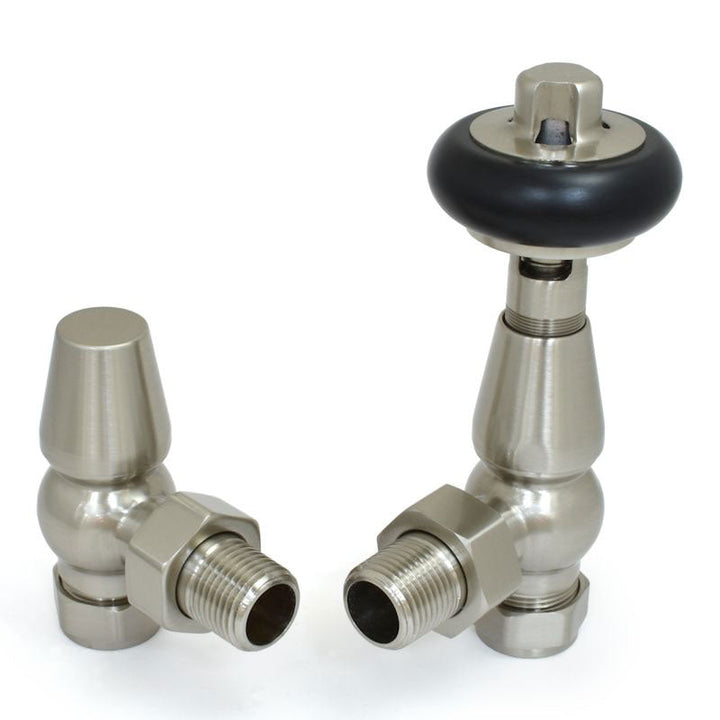 Plumbers Choice Faringdon Angled Brass Traditional Thermostatic Radiator Valve Chrome