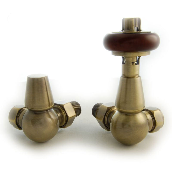 Plumbers Choice Faringdon Angled Brass Traditional Thermostatic Radiator Valve Chrome