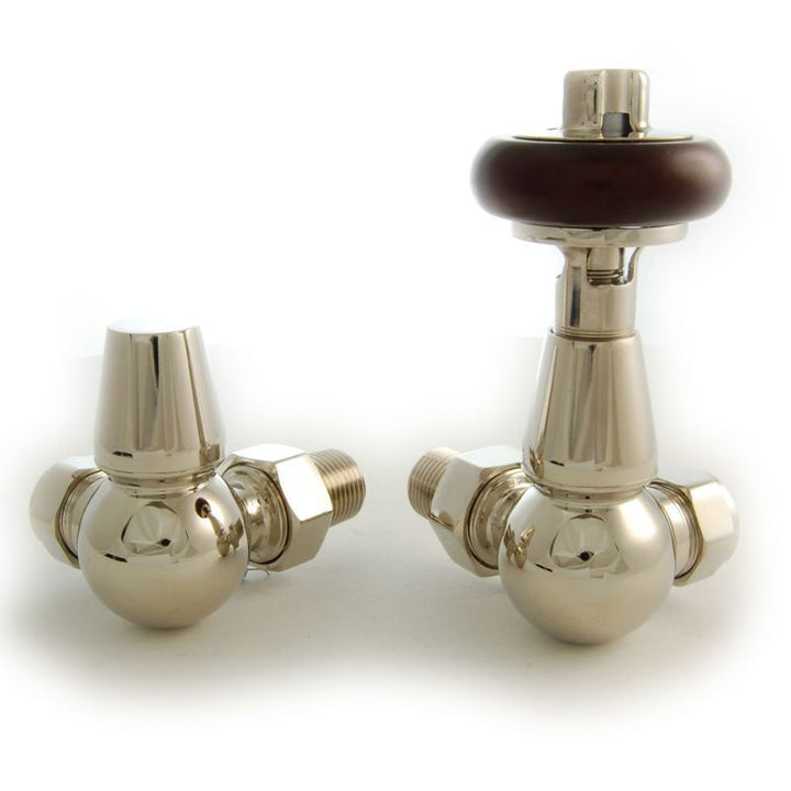 Plumbers Choice Faringdon Angled Brass Traditional Thermostatic Radiator Valve Chrome