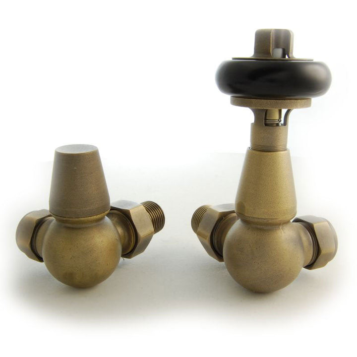 Plumbers Choice Faringdon Angled Brass Traditional Thermostatic Radiator Valve Chrome