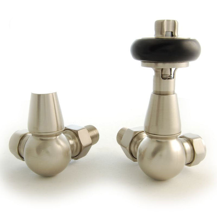 Plumbers Choice Faringdon Angled Brass Traditional Thermostatic Radiator Valve Chrome