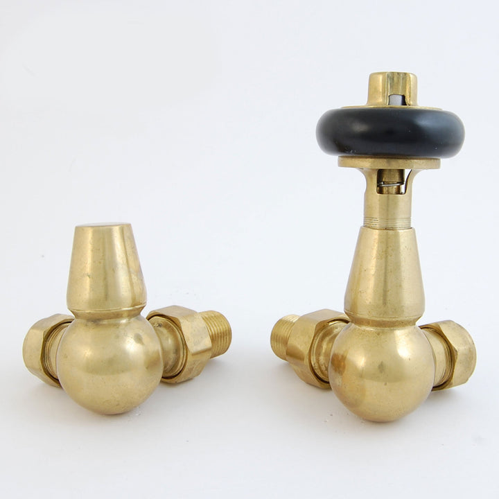 Plumbers Choice Faringdon Angled Brass Traditional Thermostatic Radiator Valve Chrome