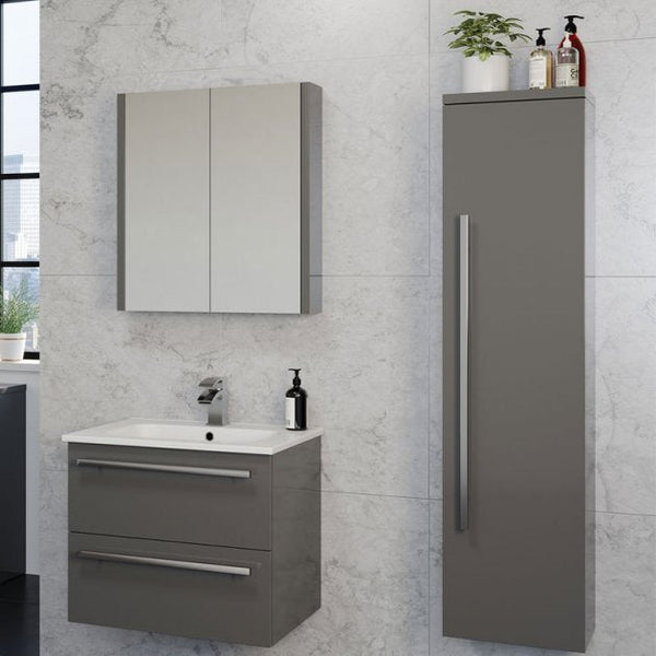 Kartell Wall Mounted Side Unit Cabinet 1400mm x 355mm Storm Grey Gloss
