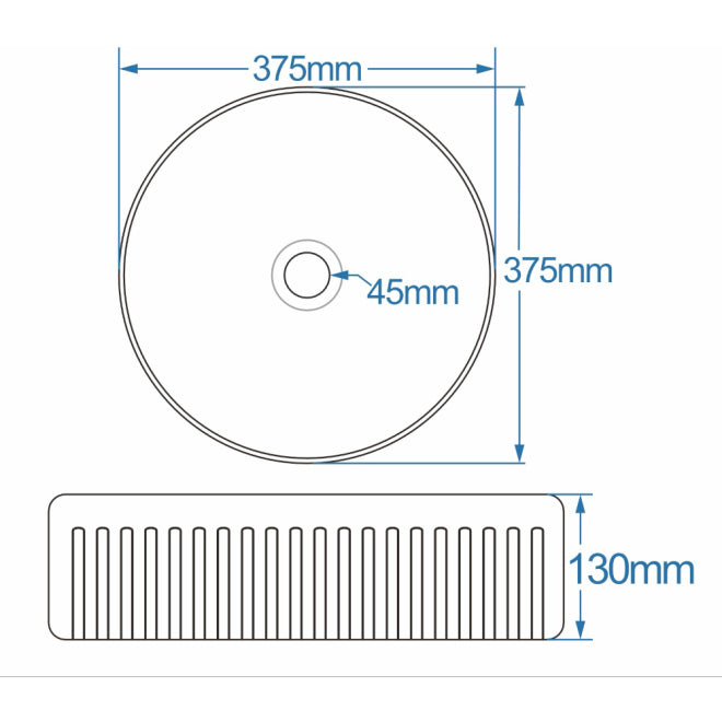 Tailored Bathrooms Flauto Fluted Round Ceramic Countertop Basin