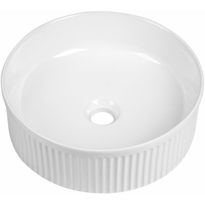 Tailored Bathrooms Flauto Fluted Round Ceramic Countertop Basin