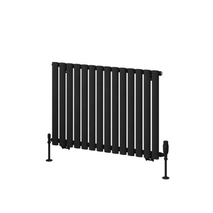Eastbrook Tunstall Matt Black Steel Horizontal Designer Radiator 600mm H x 825mm W - Central Heating