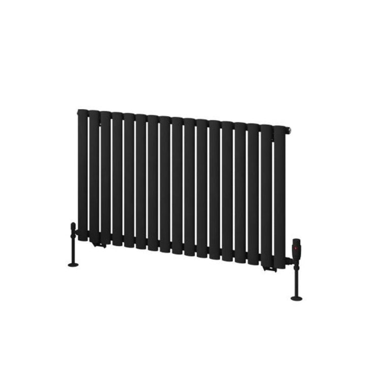 Eastbrook Tunstall Matt Black Steel Horizontal Designer Radiator 600mm H x 1002mm W - Central Heating