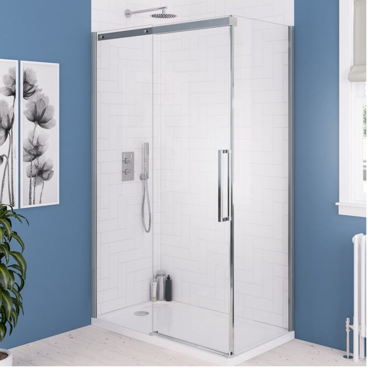 Eastbrook Corniche 8mm Glass Semi-Frameless Sliding Door 2000mm H x 1000mm W Chrome