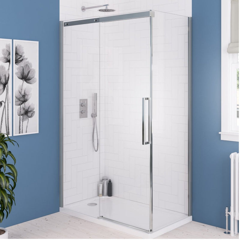 Eastbrook Corniche 8mm Glass Semi-Frameless Sliding Door 2000mm H x 1400mm W Chrome