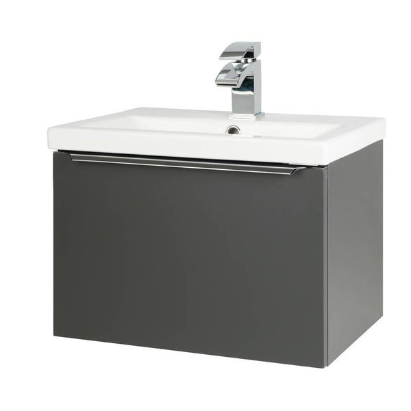 Kartell Kore Wall Mounted Ceramic Basin and Drawer Cabinet 500mm x 355mm - Dark Grey