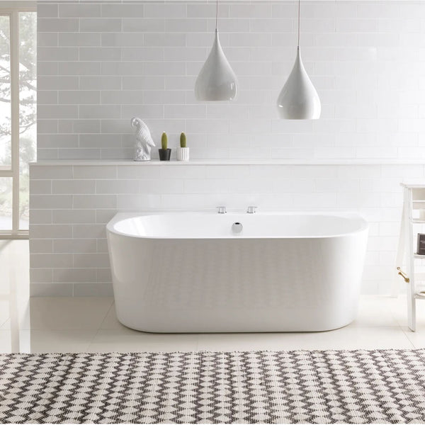 BC Designs Ancora Back to Wall Acrylic Curved Bath - 1640mm x 760mm White