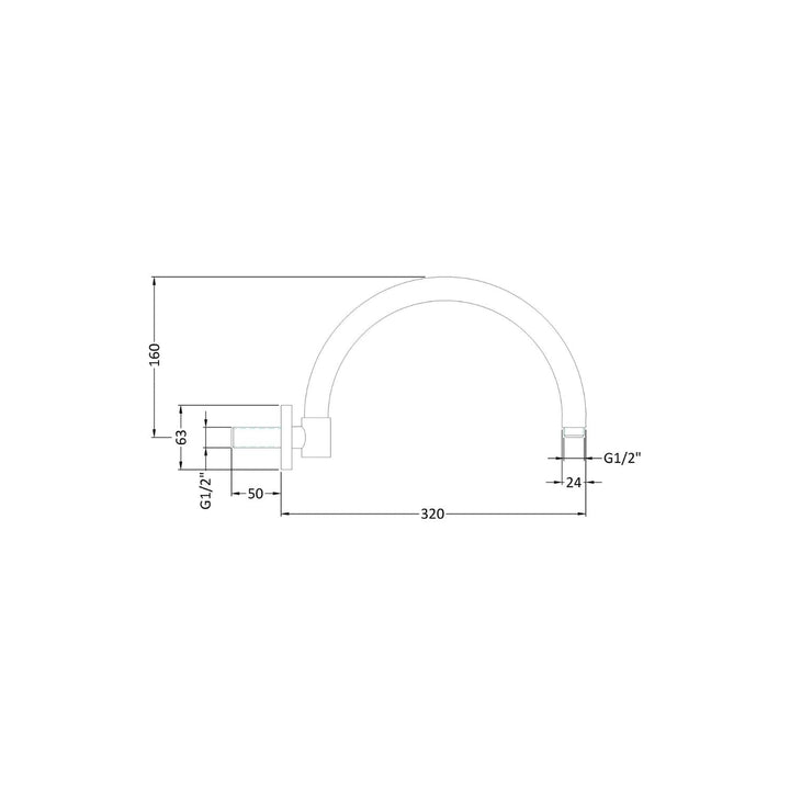 BC Designs Victrion Arch Wall Mounted Shower Arm 180mm H x 60mm W Brushed Copper
