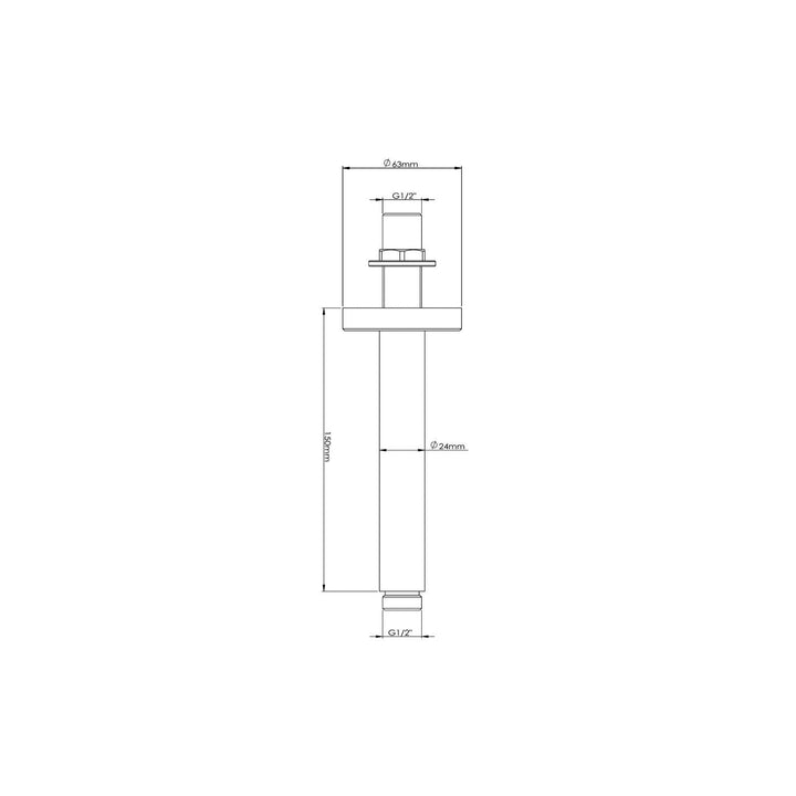 BC Designs Victrion Ceiling Mounted Brass Shower Arm 75mm H x 75mm W Brushed Copper