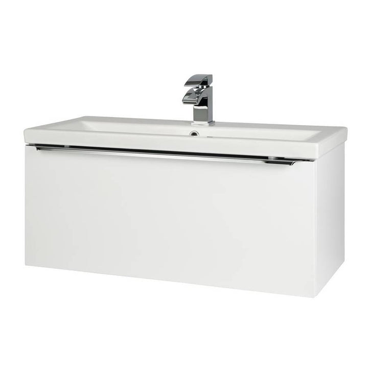 Kartell Kore Wall Mounted Ceramic Basin and Single Drawer Cabinet 800mm x 355mm - White