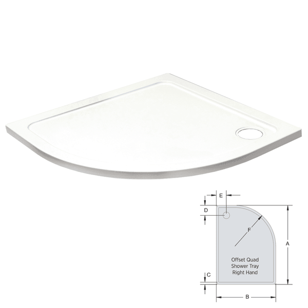 Kartell Left and Right Hand Offset Quadrant Shower Tray White