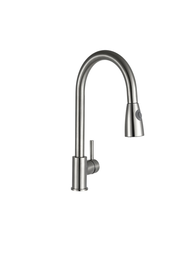Kartell Kitchen Sink Mixer Tap With Pull Out Spray Brushed Steel