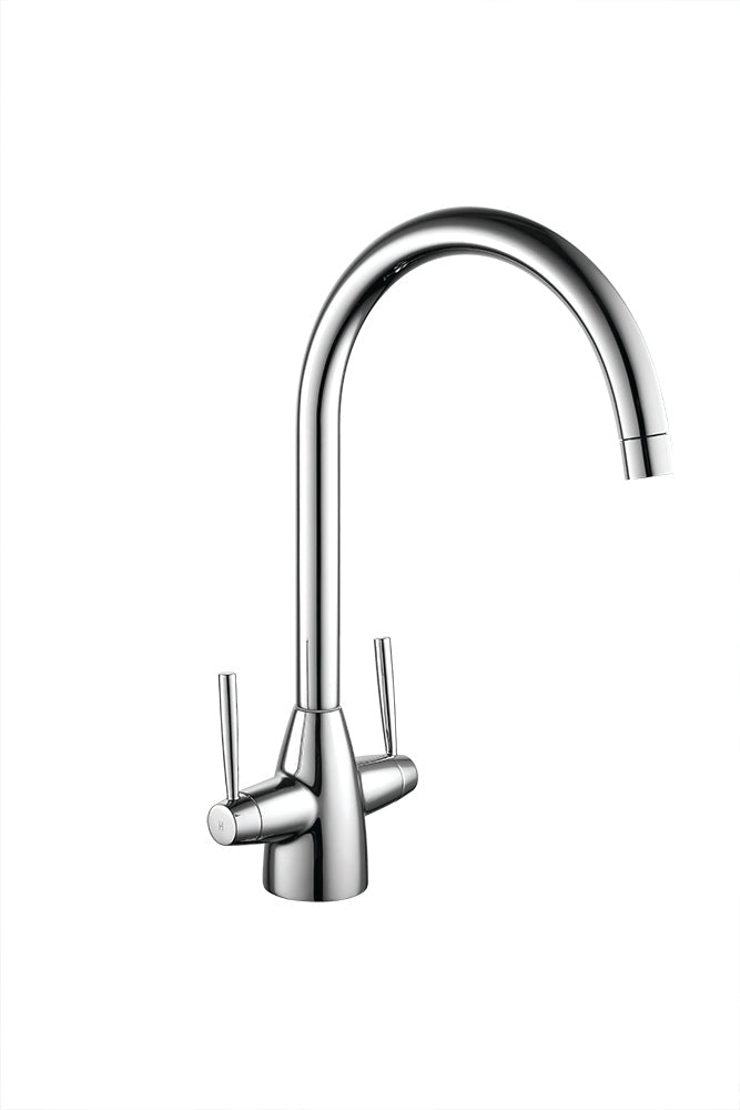 Kartell Mono Kitchen Sink Mixer Tap Dual Handle Deck Mounted Polished Chrome