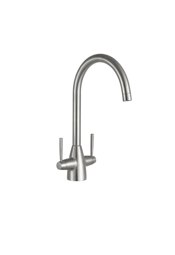 Kartell Mono Kitchen Sink Mixer Tap Dual Handle Brushed Steel
