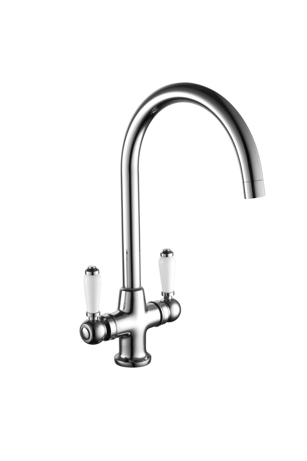 Kartell Traditional Mono Kitchen Sink Mixer Tap Dual Handle Polished Chrome